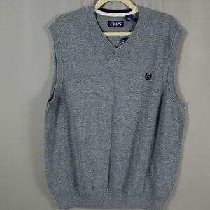 Chaps Men's Gray V-neck Sweater Vest, Size XL, New